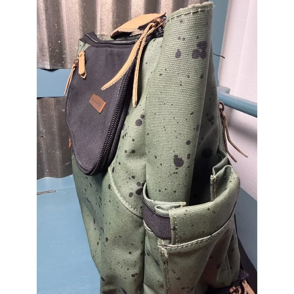 Petunia Pickle Bottom Pivot Backpack Diaper Bag Green Splatter Tote Discontinued